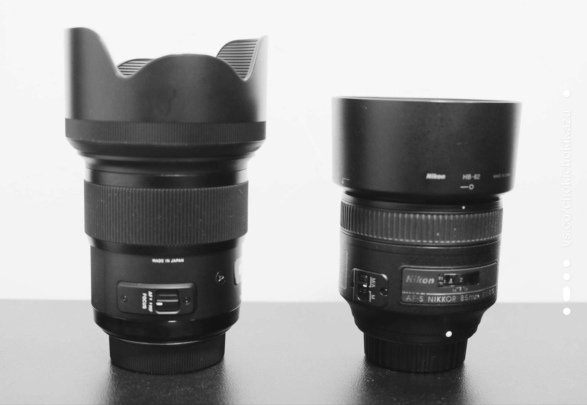SIGMA Art 50mm F1.4 と Nikon 85mm F1.8 大きさ